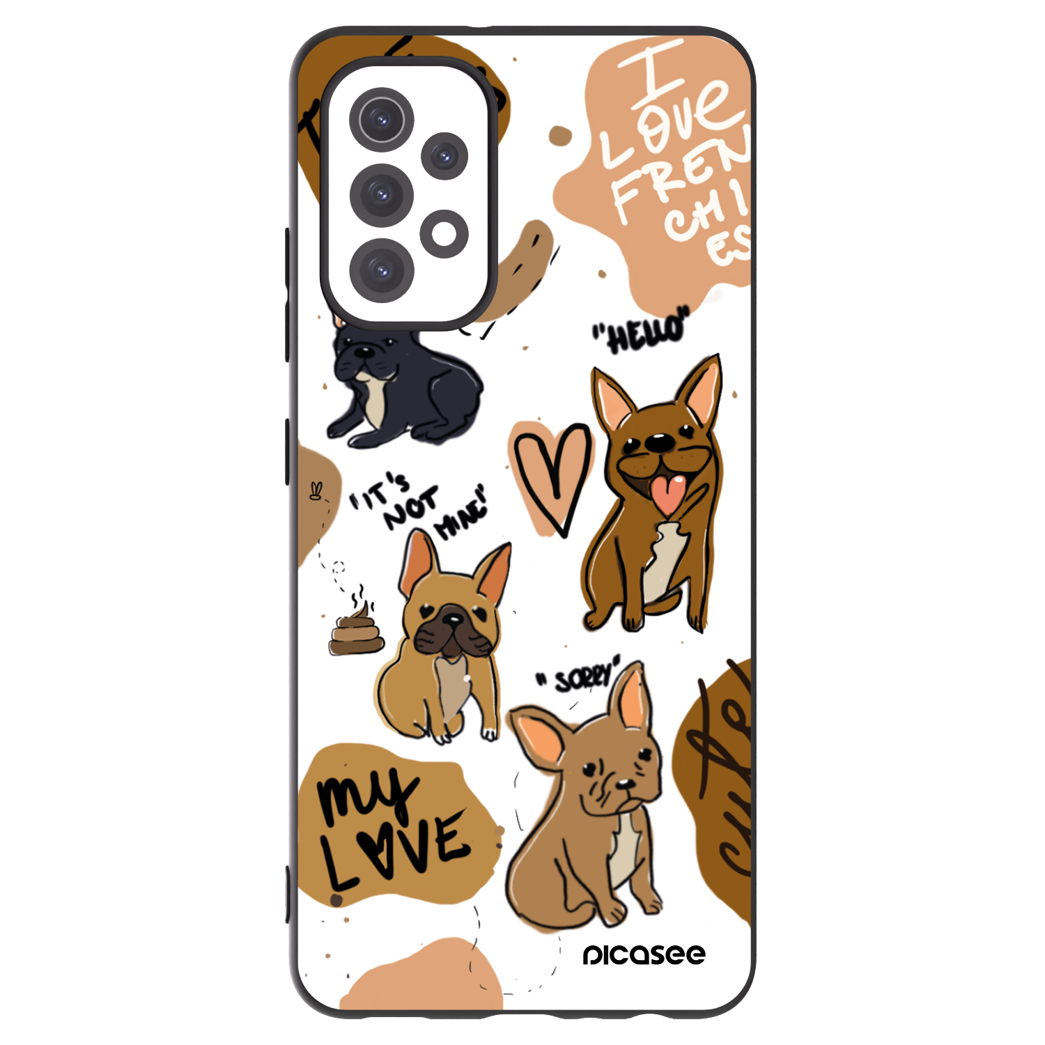 Picasee silikonowe czarne etui na Samsung Galaxy A32 5G A326B - Frenchies