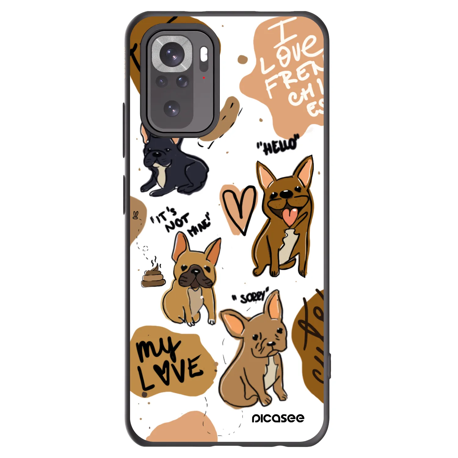 Picasee silikonowe czarne etui na Xiaomi Redmi Note 10S - Frenchies