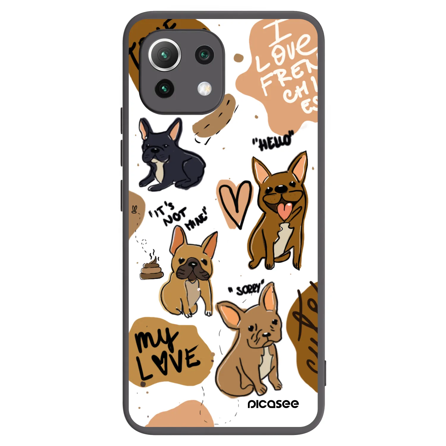 Picasee silikonowe czarne etui na Xiaomi Mi 11 Lite - Frenchies