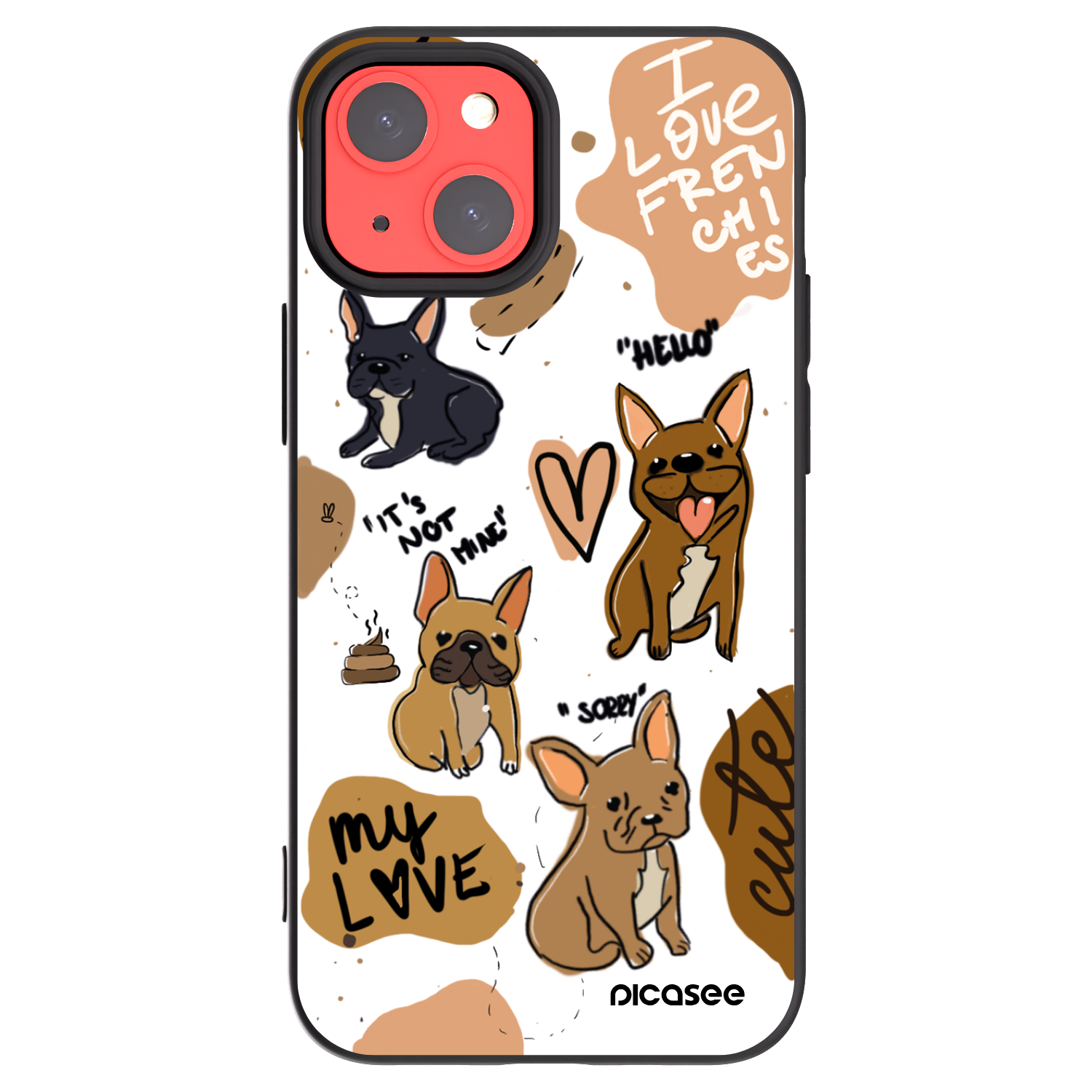 Picasee silikonowe czarne etui na Apple iPhone 13 mini - Frenchies