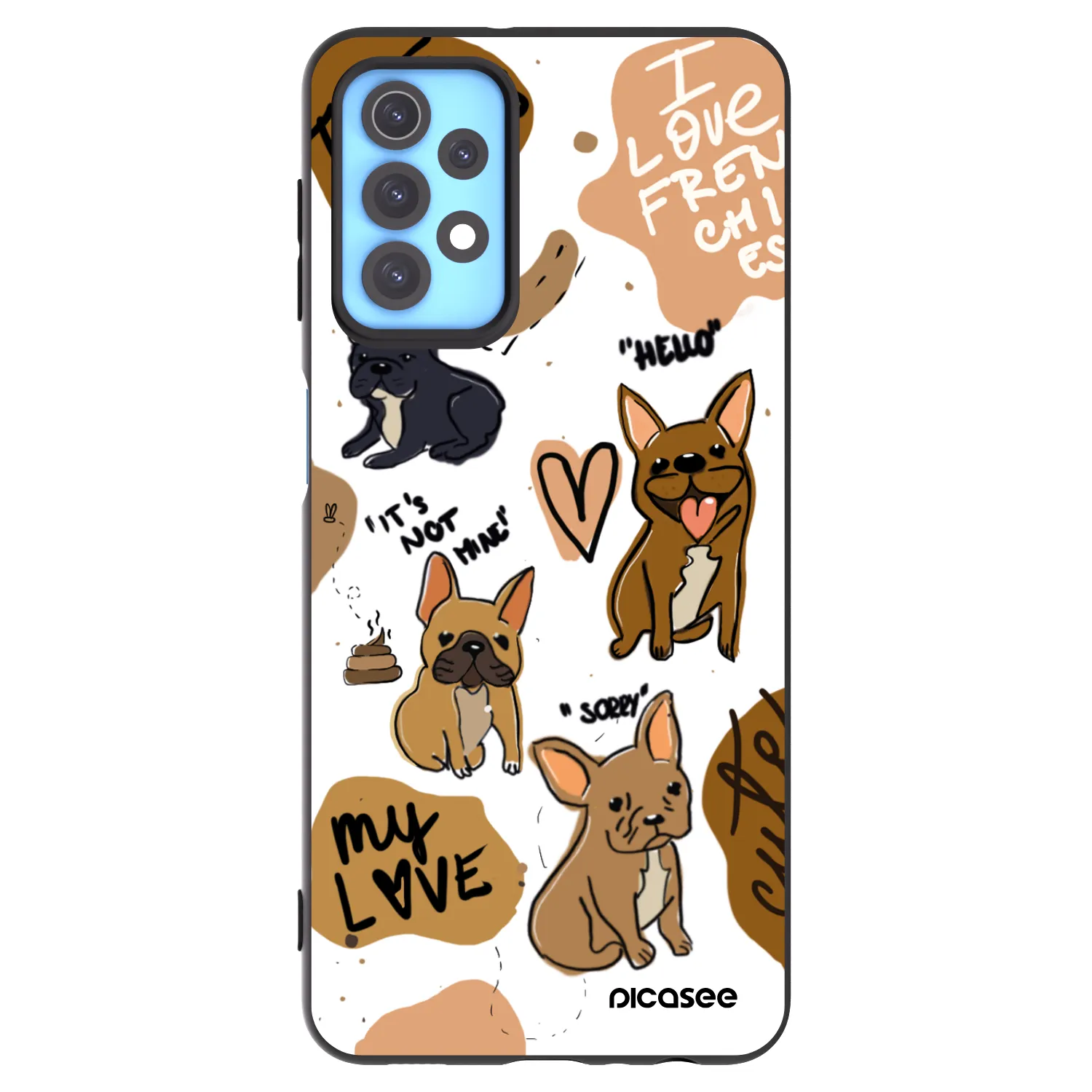 Picasee silikonowe czarne etui na Samsung Galaxy A32 4G SM-A325F - Frenchies