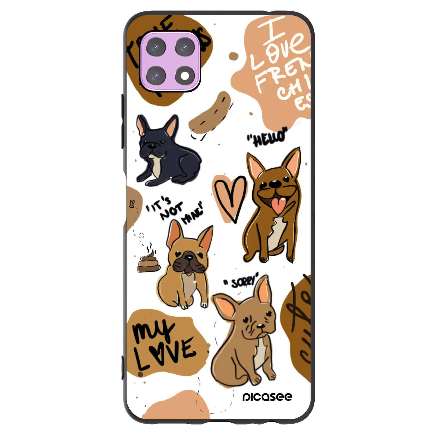 Picasee silikonowe czarne etui na Samsung Galaxy A22 A226B 5G - Frenchies
