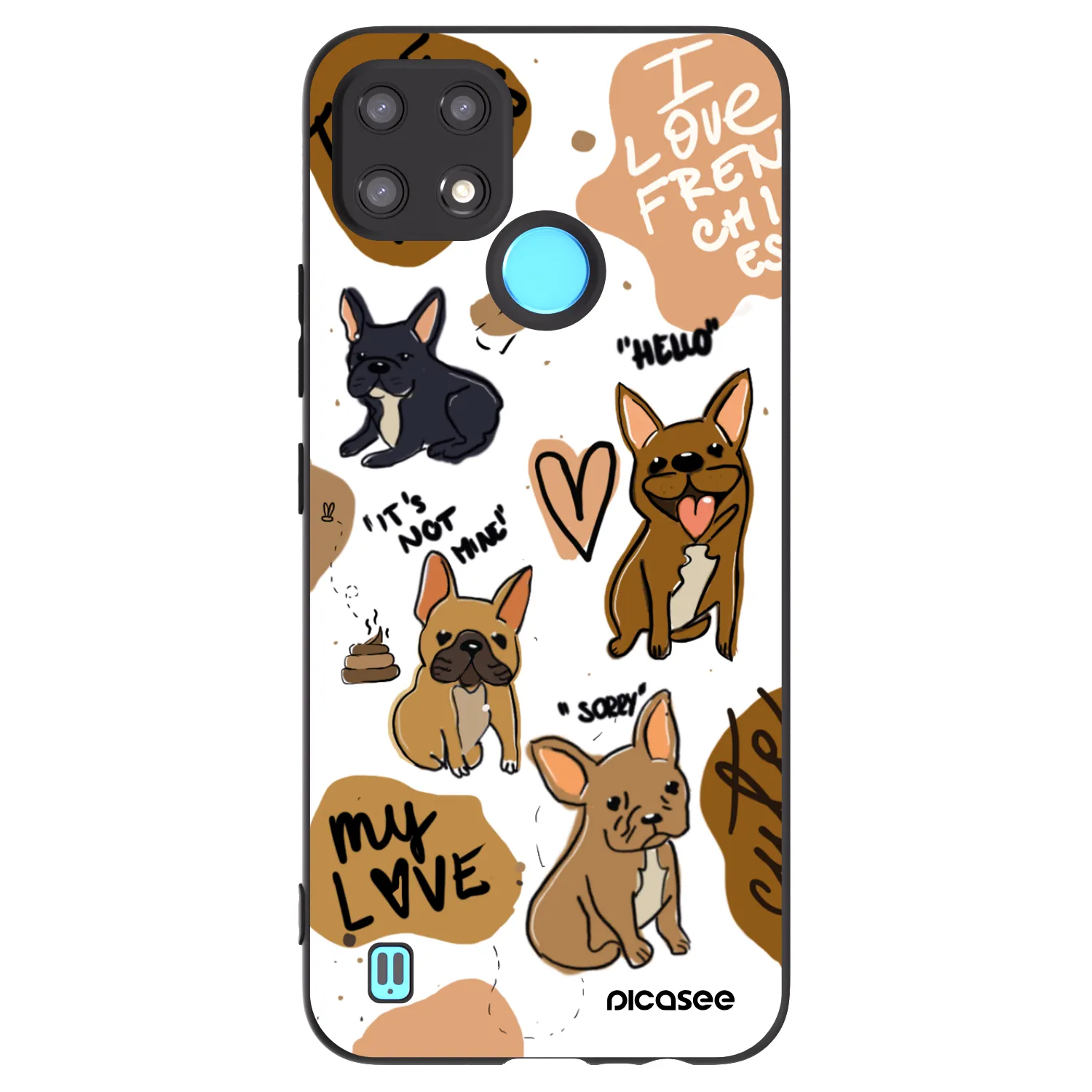 Picasee silikonowe czarne etui na Realme C21 - Frenchies
