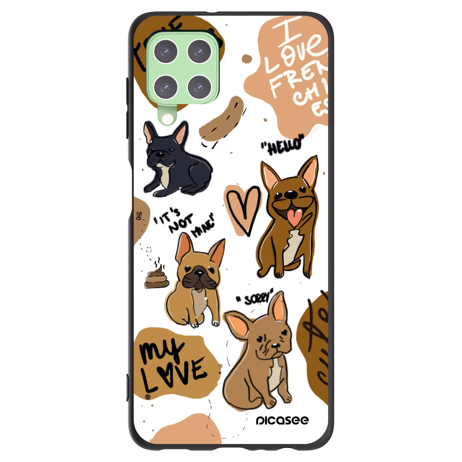 Picasee silikonowe czarne etui na Samsung Galaxy A22 A225F 4G - Frenchies