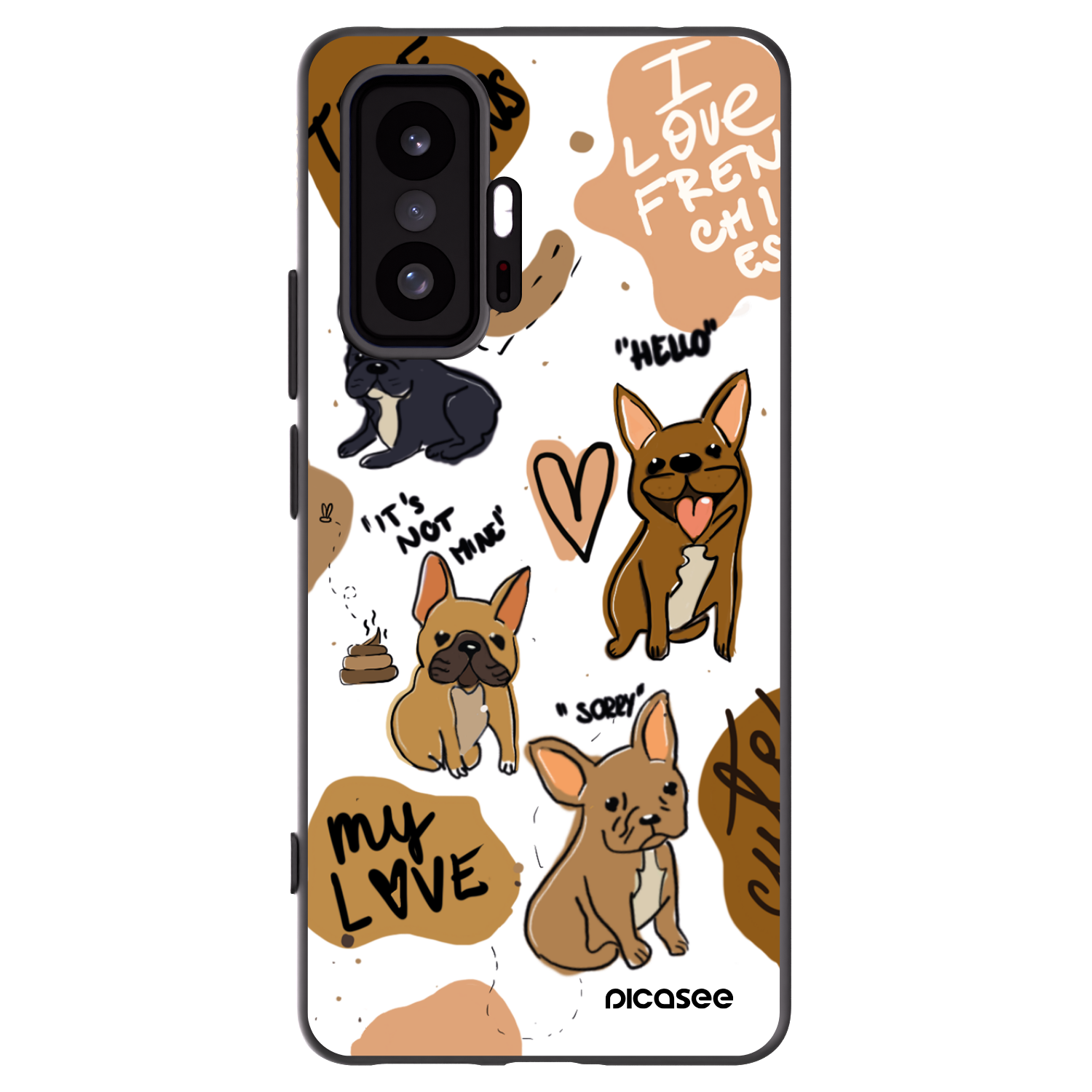 Picasee silikonowe czarne etui na Xiaomi 11T - Frenchies