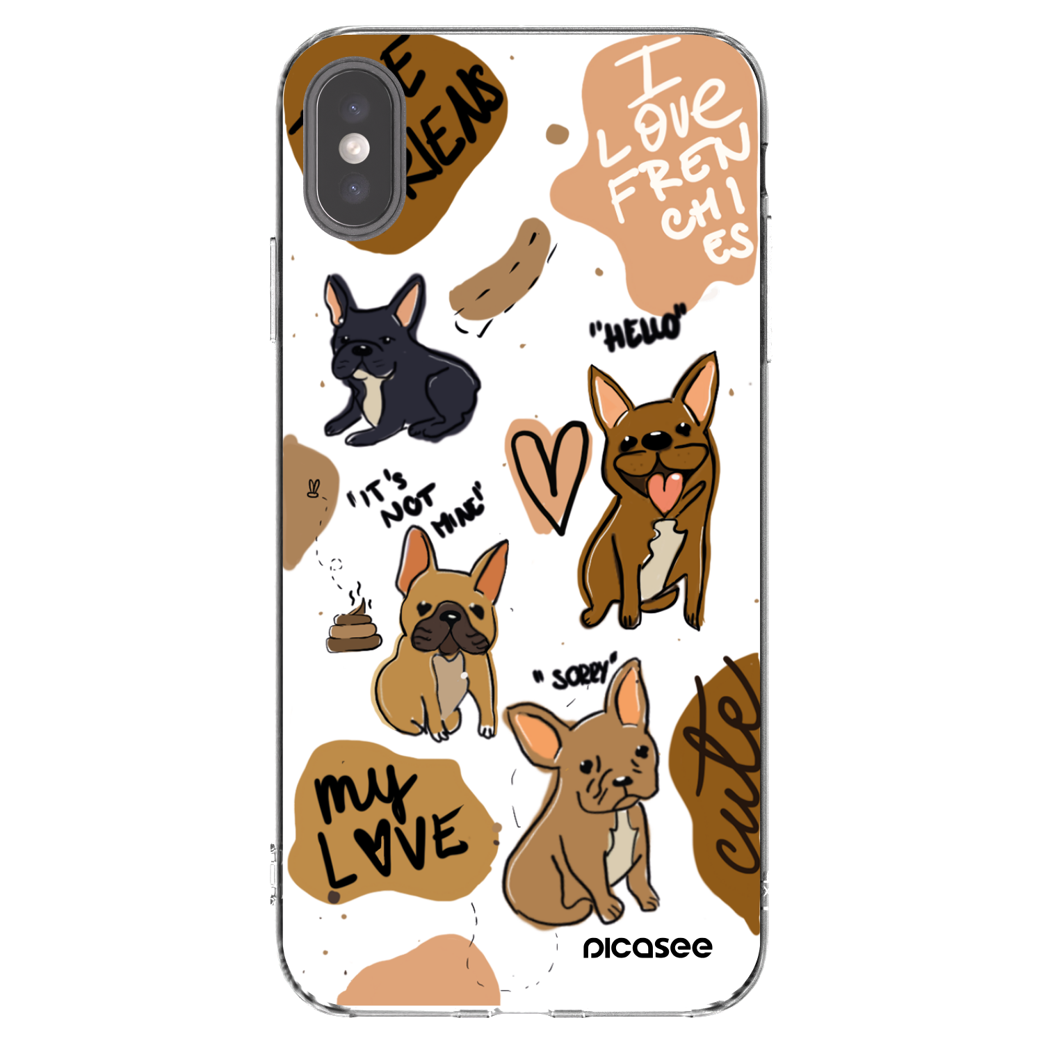 Picasee silikonowe przeźroczyste etui na Apple iPhone XS Max - Frenchies