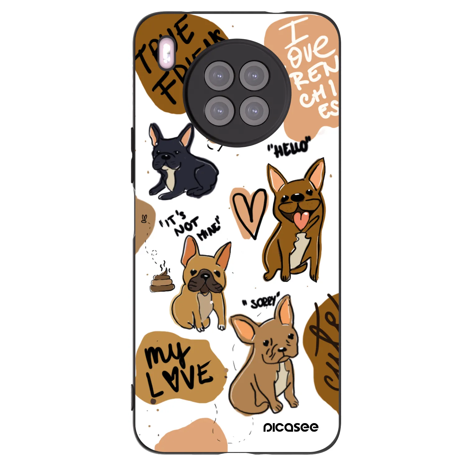 Picasee silikonowe czarne etui na Huawei Nova 8i - Frenchies