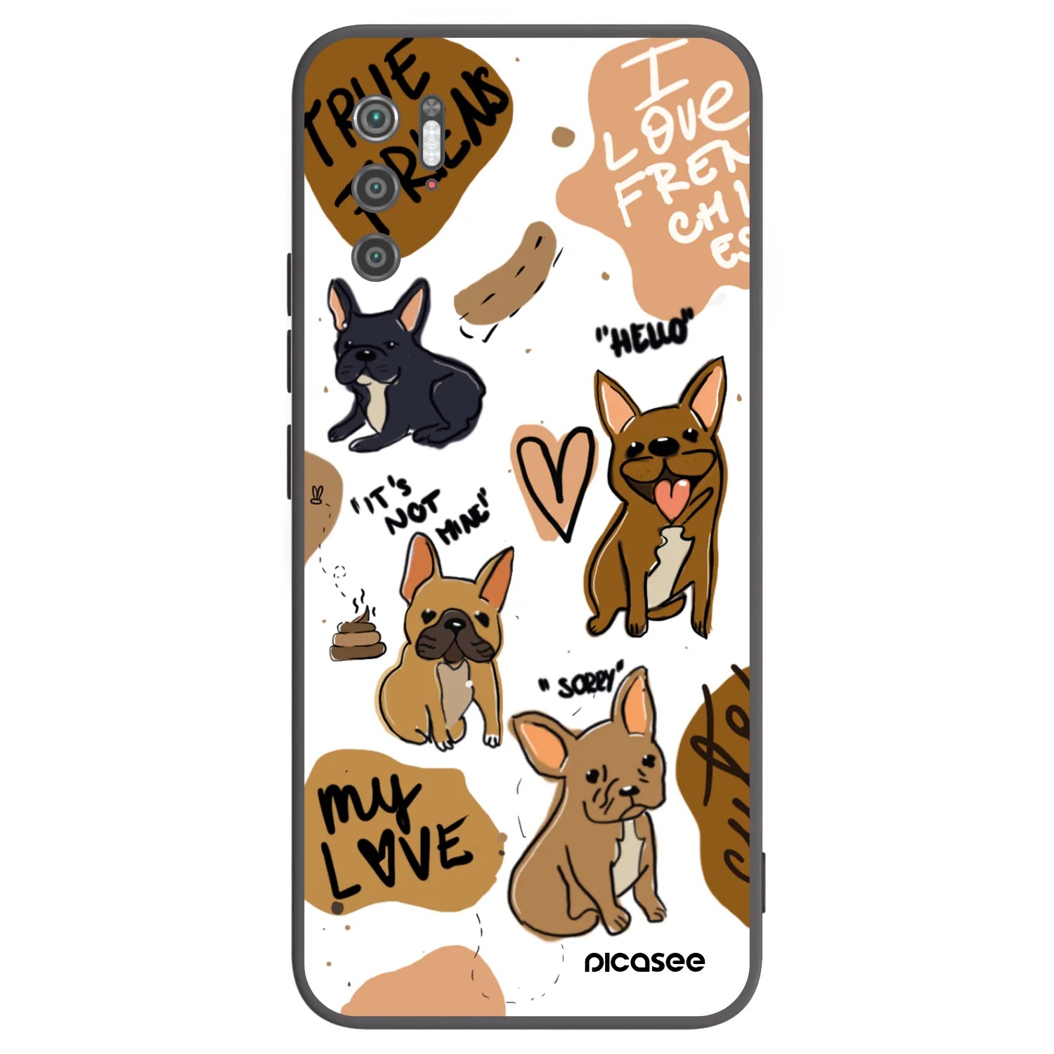 Picasee silikonowe czarne etui na Xiaomi Poco M3 Pro 5G - Frenchies