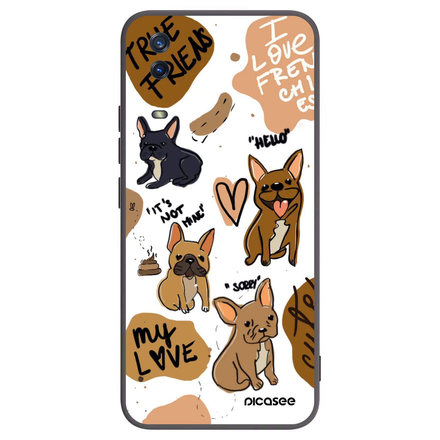 Picasee silikonowe czarne etui na Vivo Y11s - Frenchies