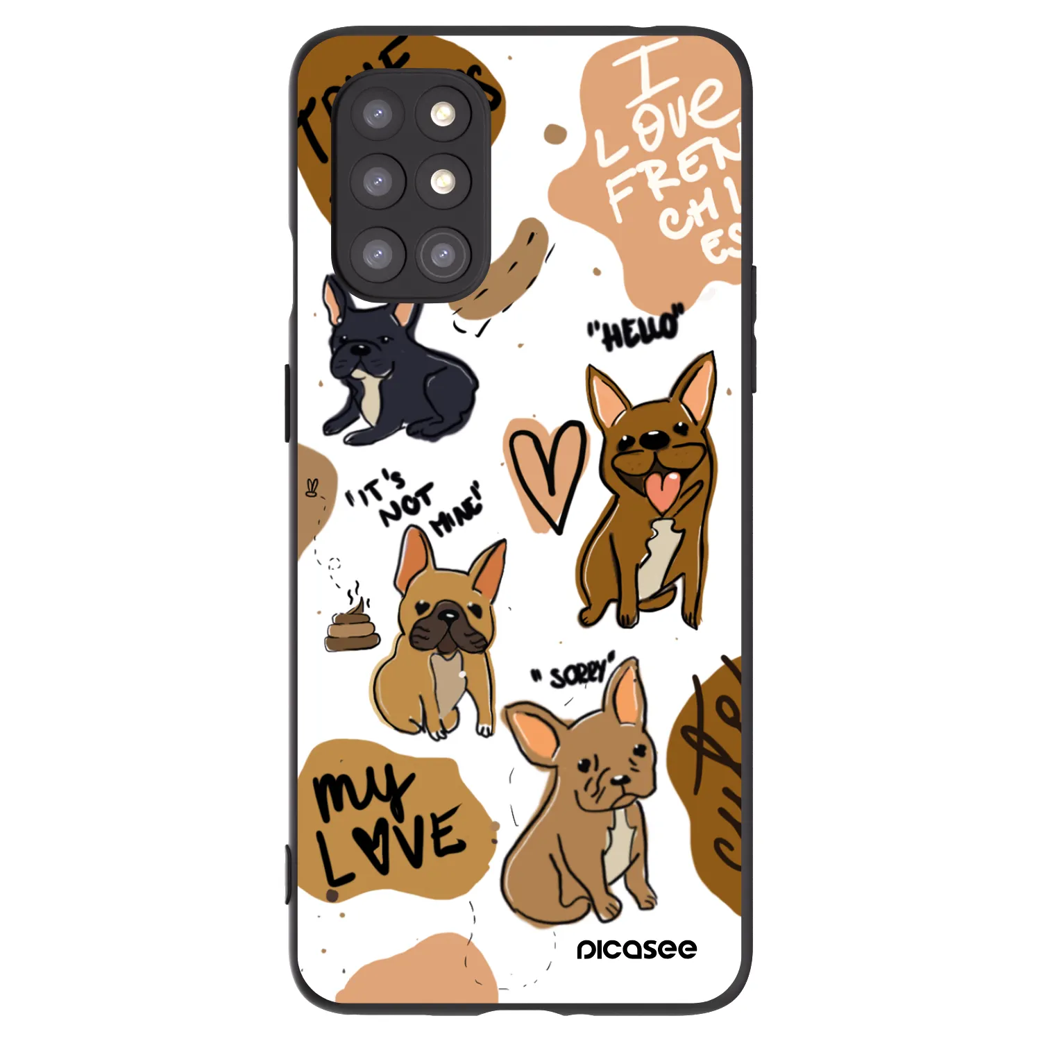 Picasee silikonowe czarne etui na OnePlus 8T - Frenchies