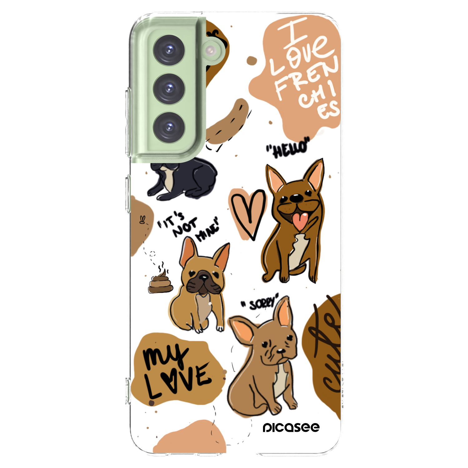 Picasee silikonowe przeźroczyste etui na Samsung Galaxy S21 FE 5G - Frenchies