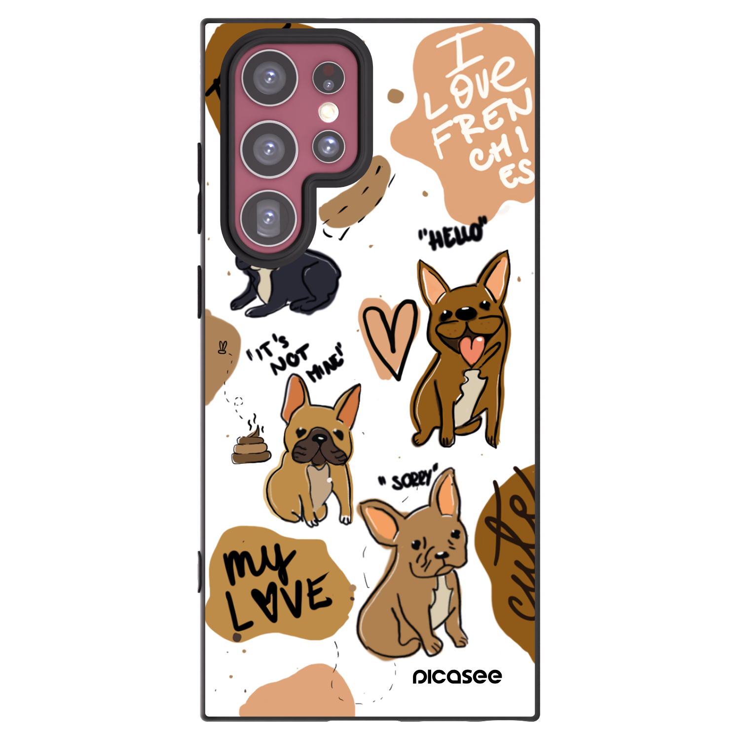 Picasee silikonowe czarne etui na Samsung Galaxy S22 Ultra 5G - Frenchies
