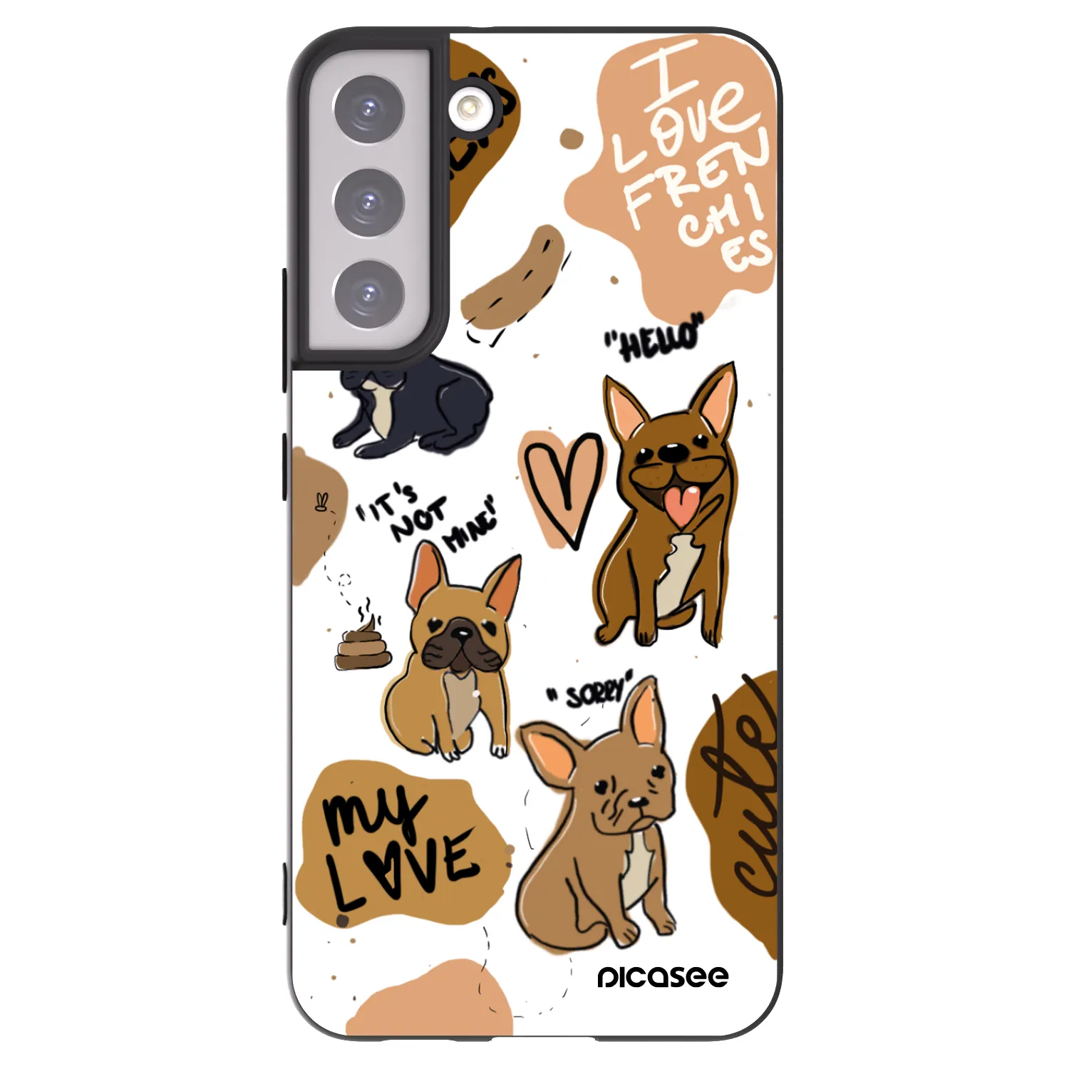 Picasee silikonowe czarne etui na Samsung Galaxy S22+ 5G - Frenchies