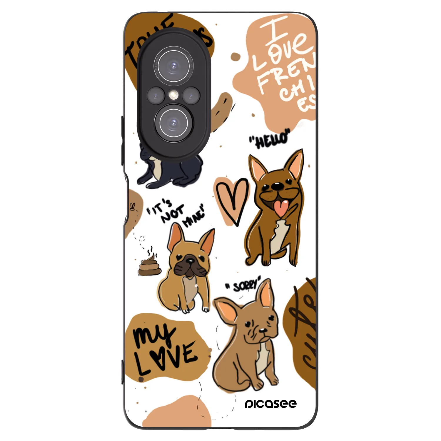 Picasee silikonowe czarne etui na Huawei Nova 9 SE - Frenchies