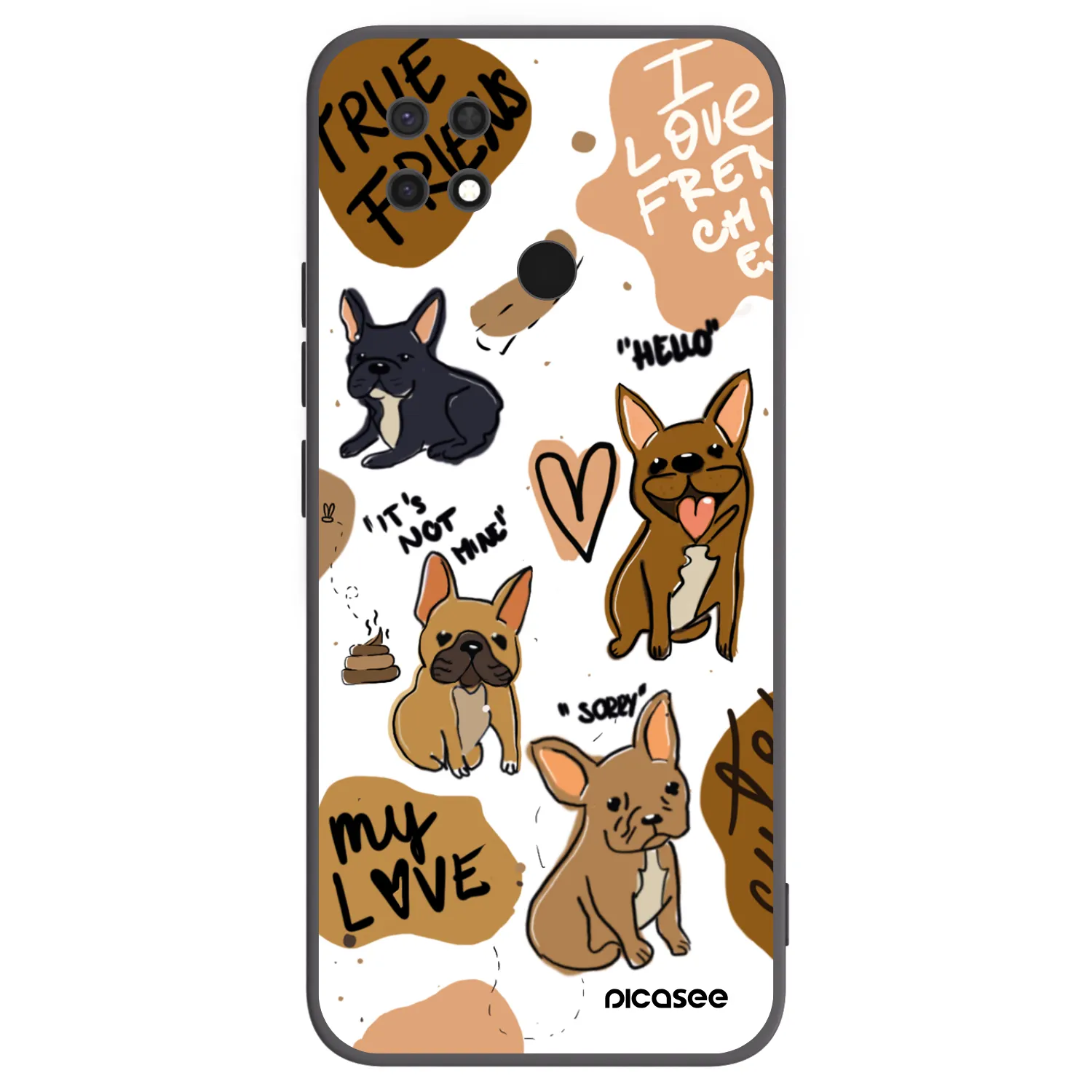 Picasee silikonowe czarne etui na Xiaomi Redmi 10C - Frenchies