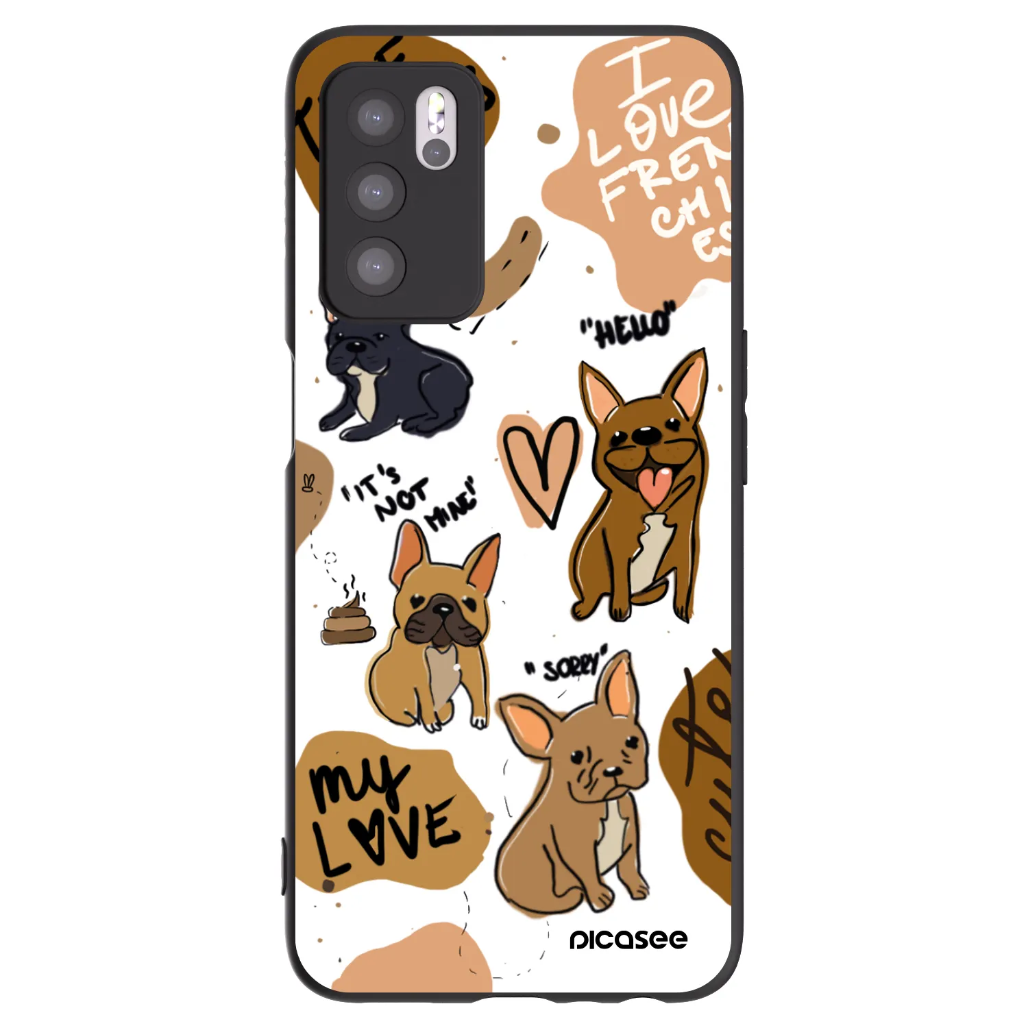 Picasee silikonowe czarne etui na OPPO A16 - Frenchies