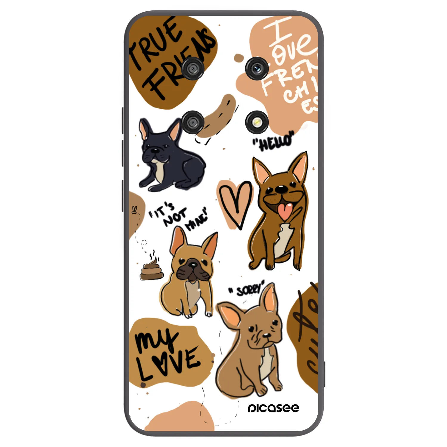 Picasee silikonowe czarne etui na Honor Magic4 Lite 5G - Frenchies
