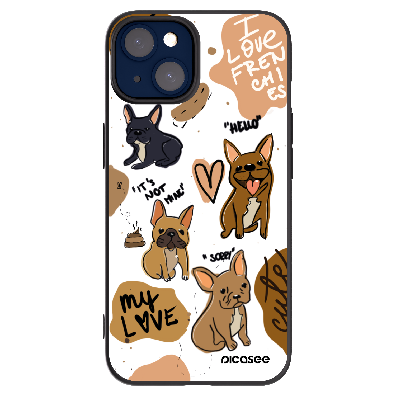 Picasee silikonowe czarne etui na Apple iPhone 14 - Frenchies