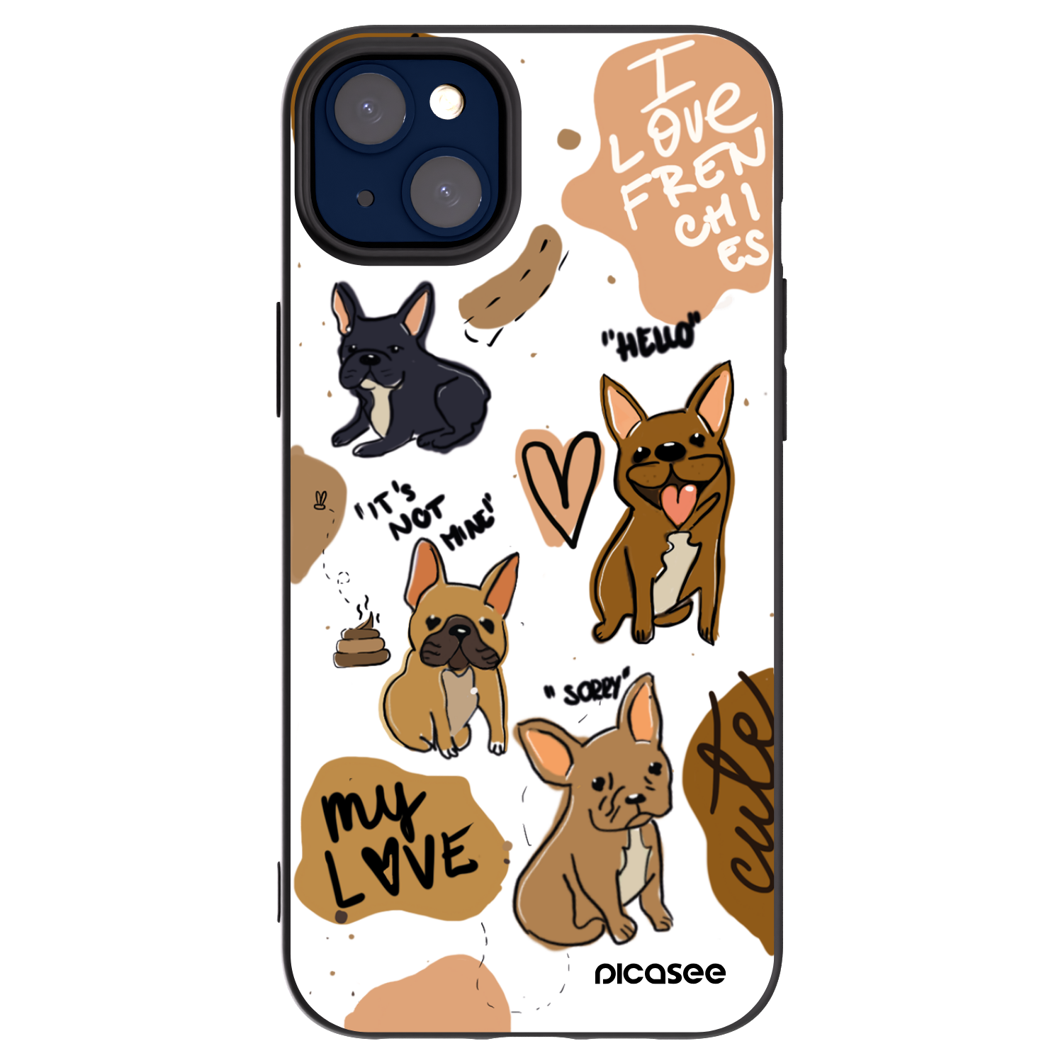 Picasee silikonowe czarne etui na Apple iPhone 14 Plus - Frenchies