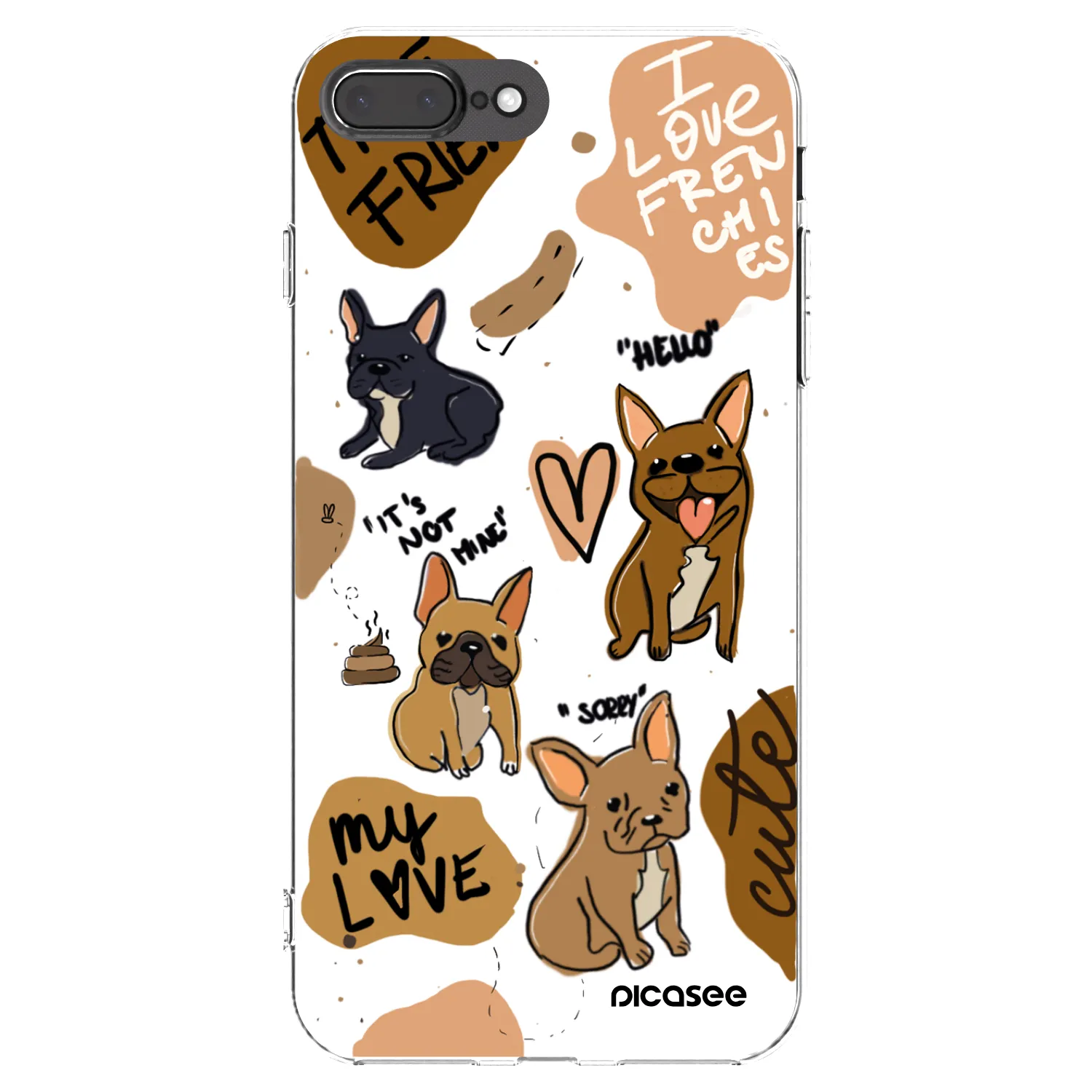 Picasee silikonowe przeźroczyste etui na Apple iPhone 8 Plus - Frenchies