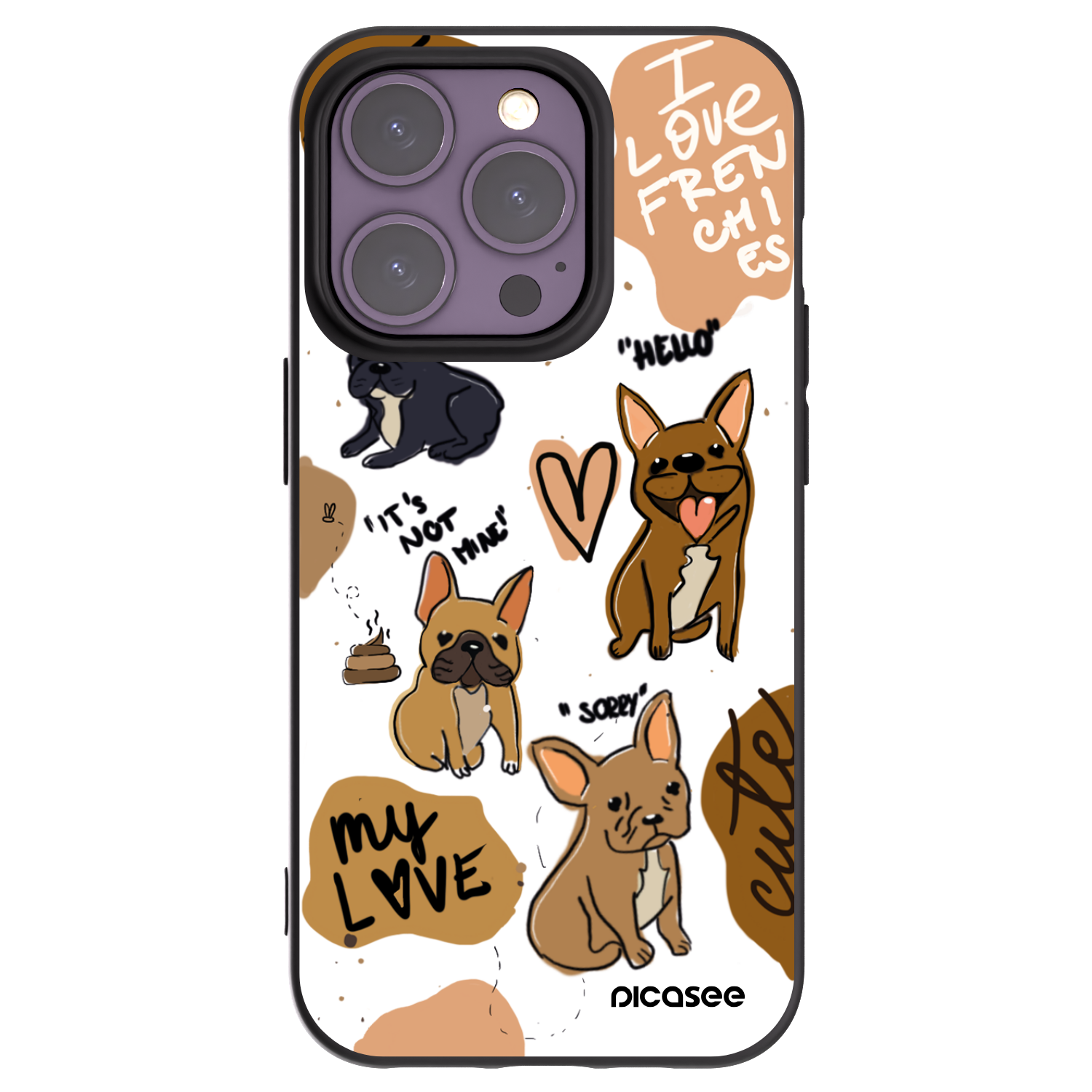 Picasee silikonowe czarne etui na Apple iPhone 14 Pro - Frenchies