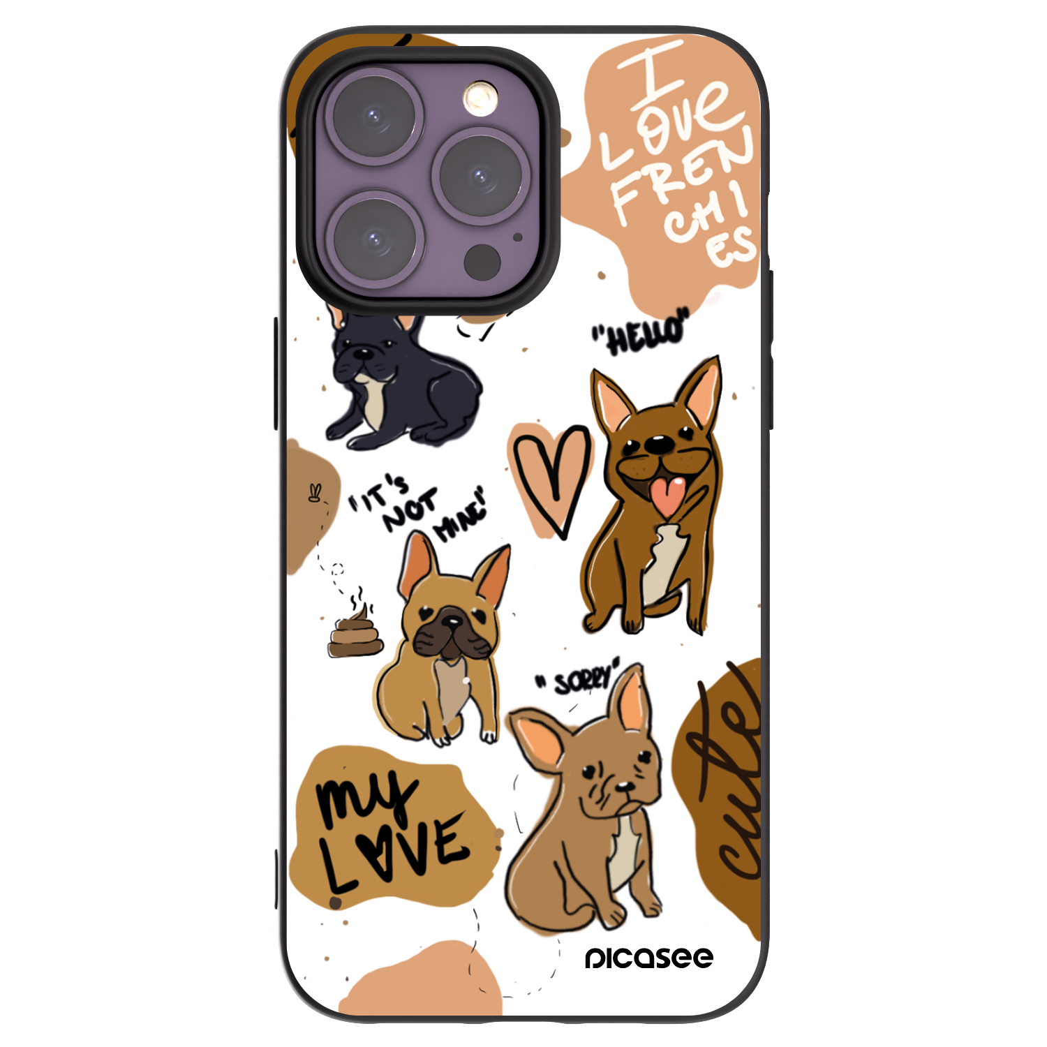 Picasee silikonowe czarne etui na Apple iPhone 14 Pro Max - Frenchies