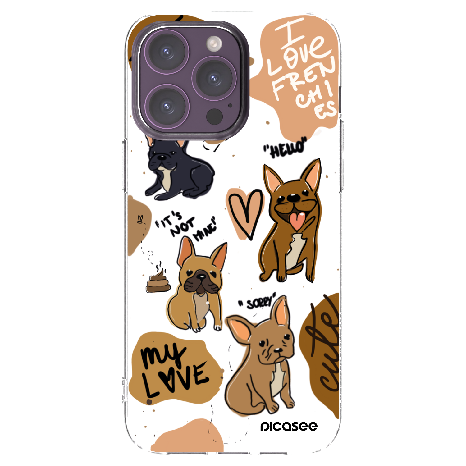 Picasee silikonowe przeźroczyste etui na Apple iPhone 14 Pro Max - Frenchies