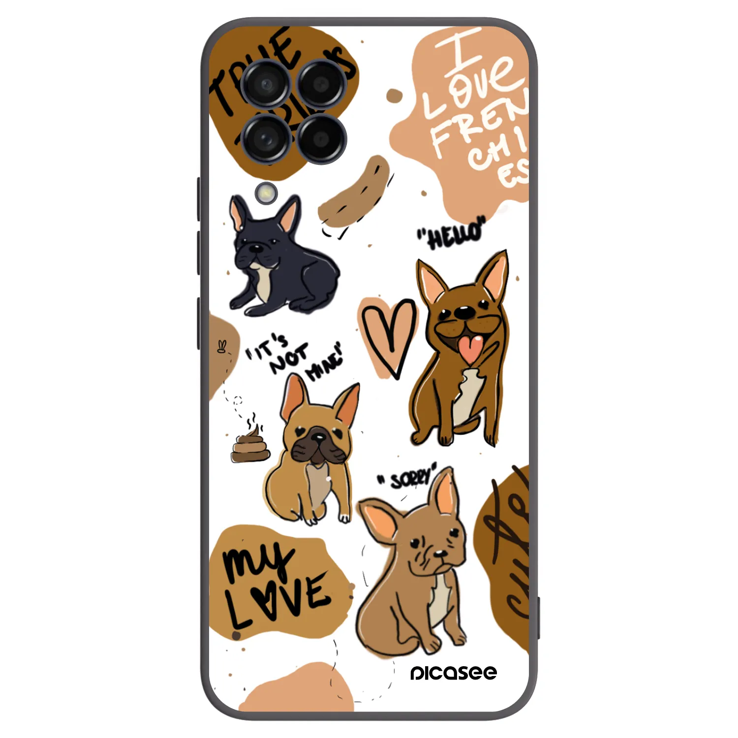 Picasee silikonowe czarne etui na Samsung Galaxy M53 5G - Frenchies