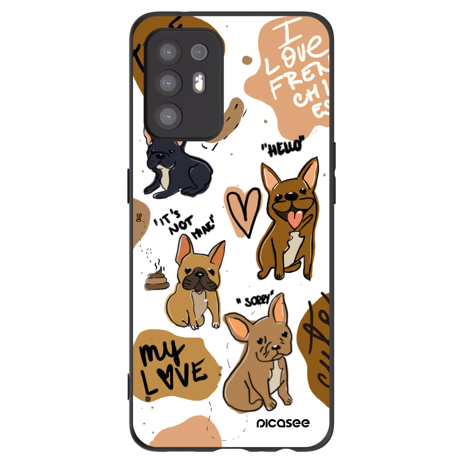 Picasee silikonowe czarne etui na OPPO A94 5G - Frenchies