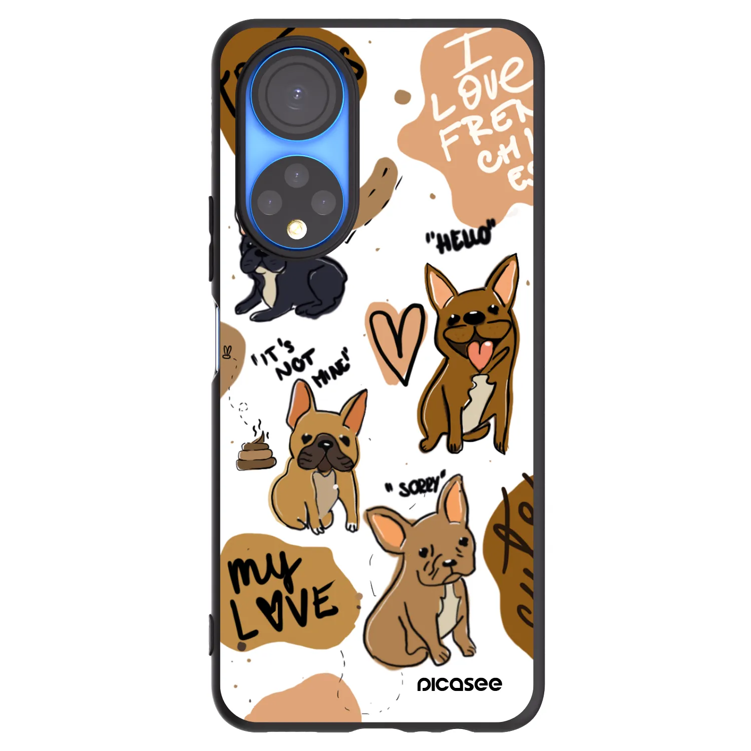 Picasee silikonowe czarne etui na Honor X7 - Frenchies