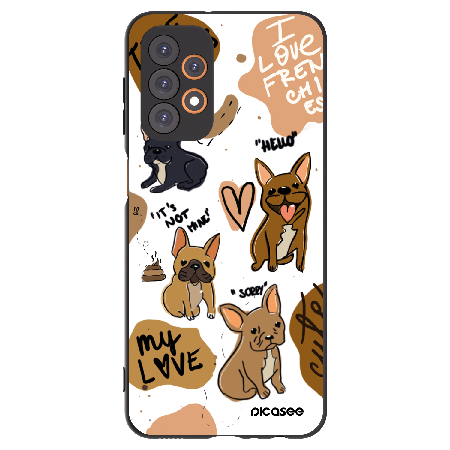 Picasee silikonowe czarne etui na Samsung Galaxy A23 A235F 4G - Frenchies