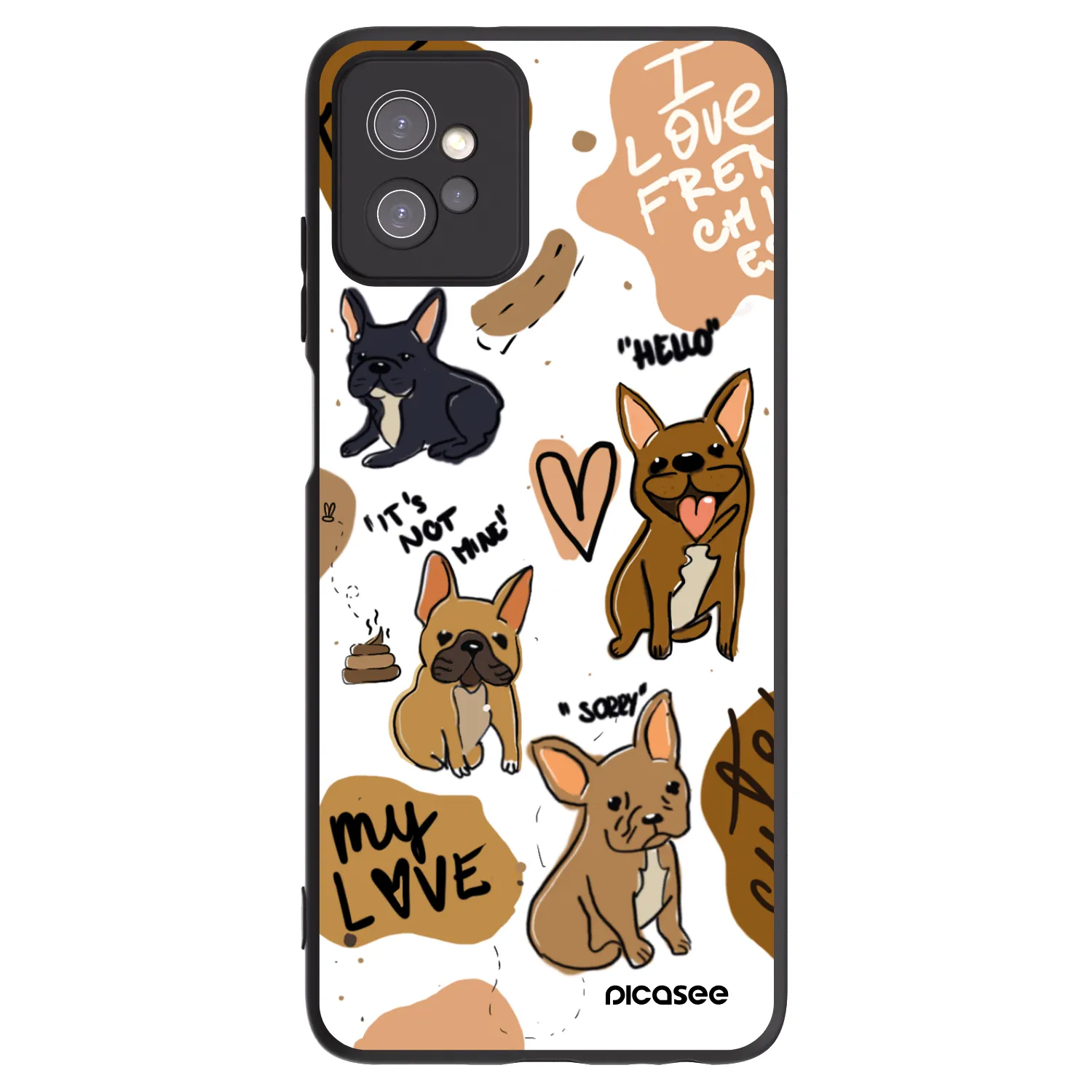 Picasee silikonowe czarne etui na Motorola Moto G32 - Frenchies