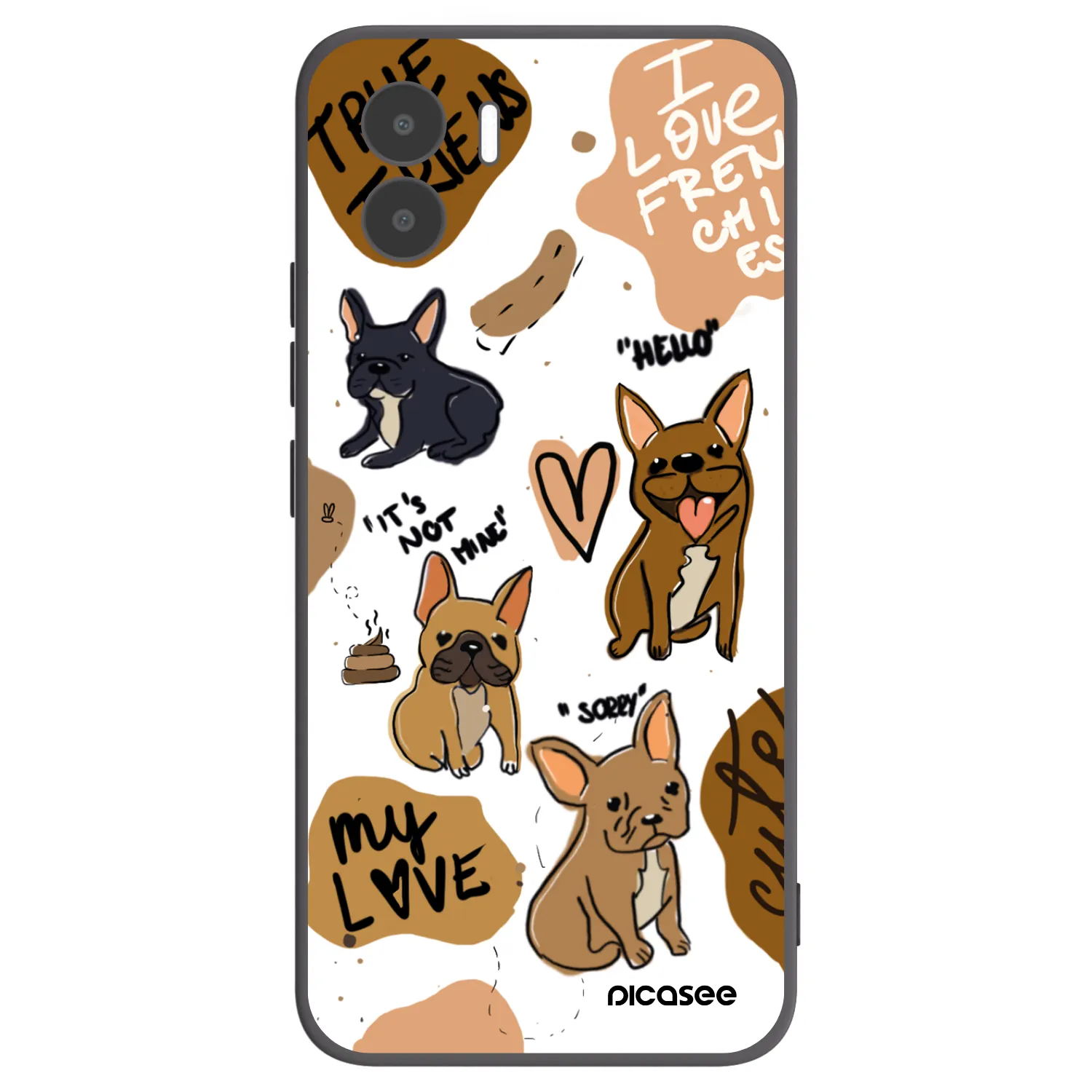 Picasee silikonowe czarne etui na Xiaomi Redmi A1 - Frenchies