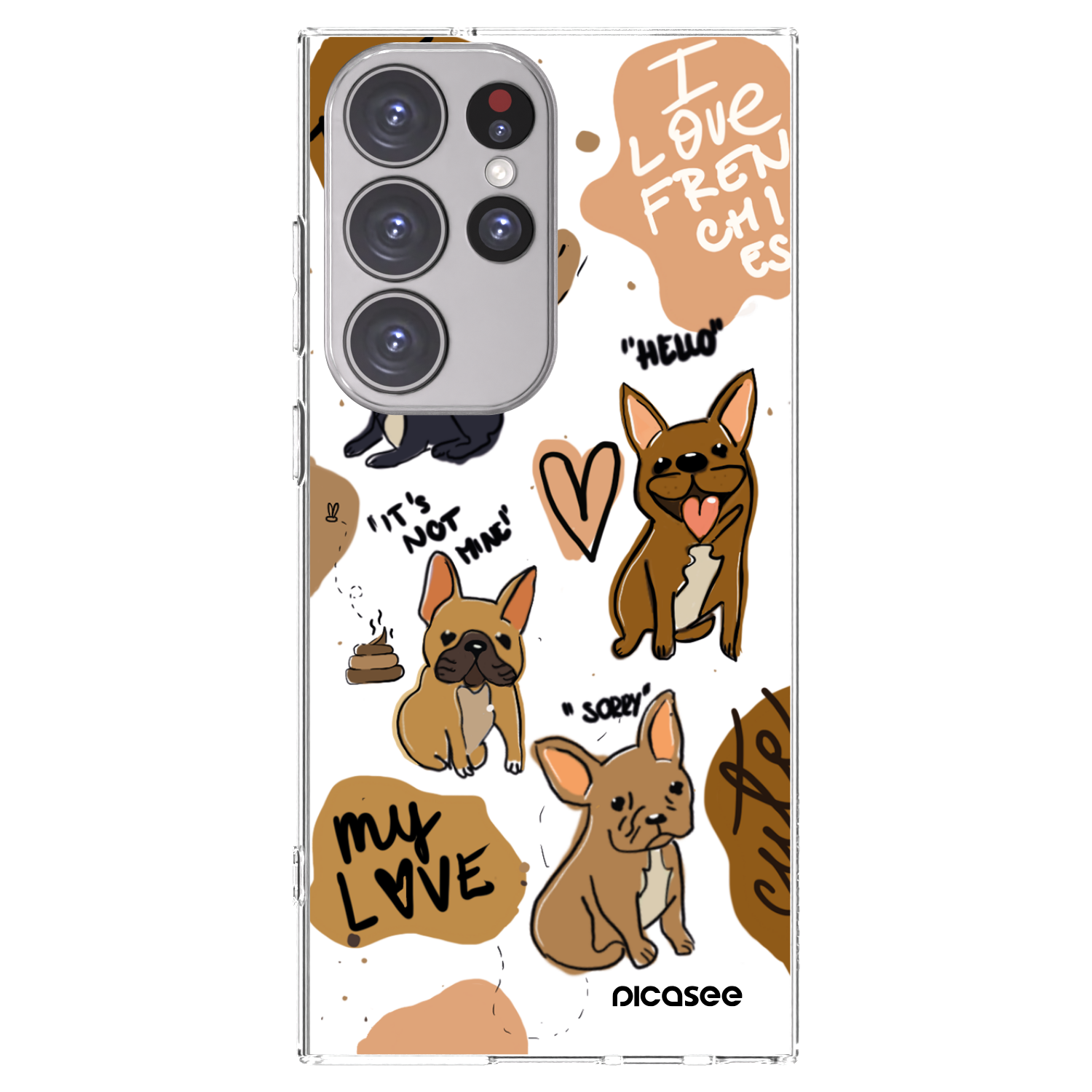 Picasee silikonowe przeźroczyste etui na Samsung Galaxy S23 Ultra 5G - Frenchies