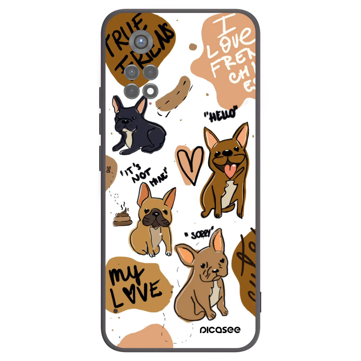 Picasee silikonowe czarne etui na Xiaomi Redmi Note 11S 5G - Frenchies