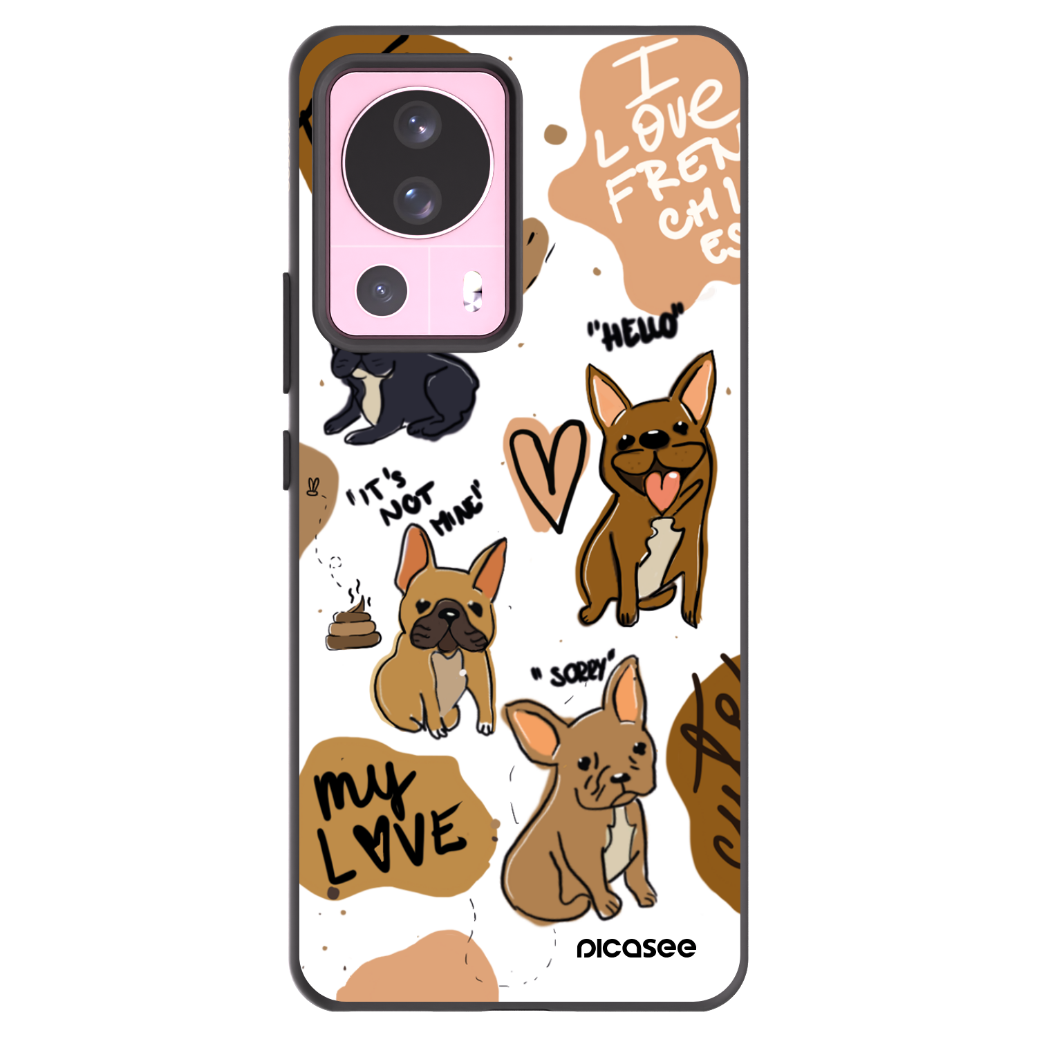 Picasee silikonowe czarne etui na Xiaomi 13 Lite - Frenchies