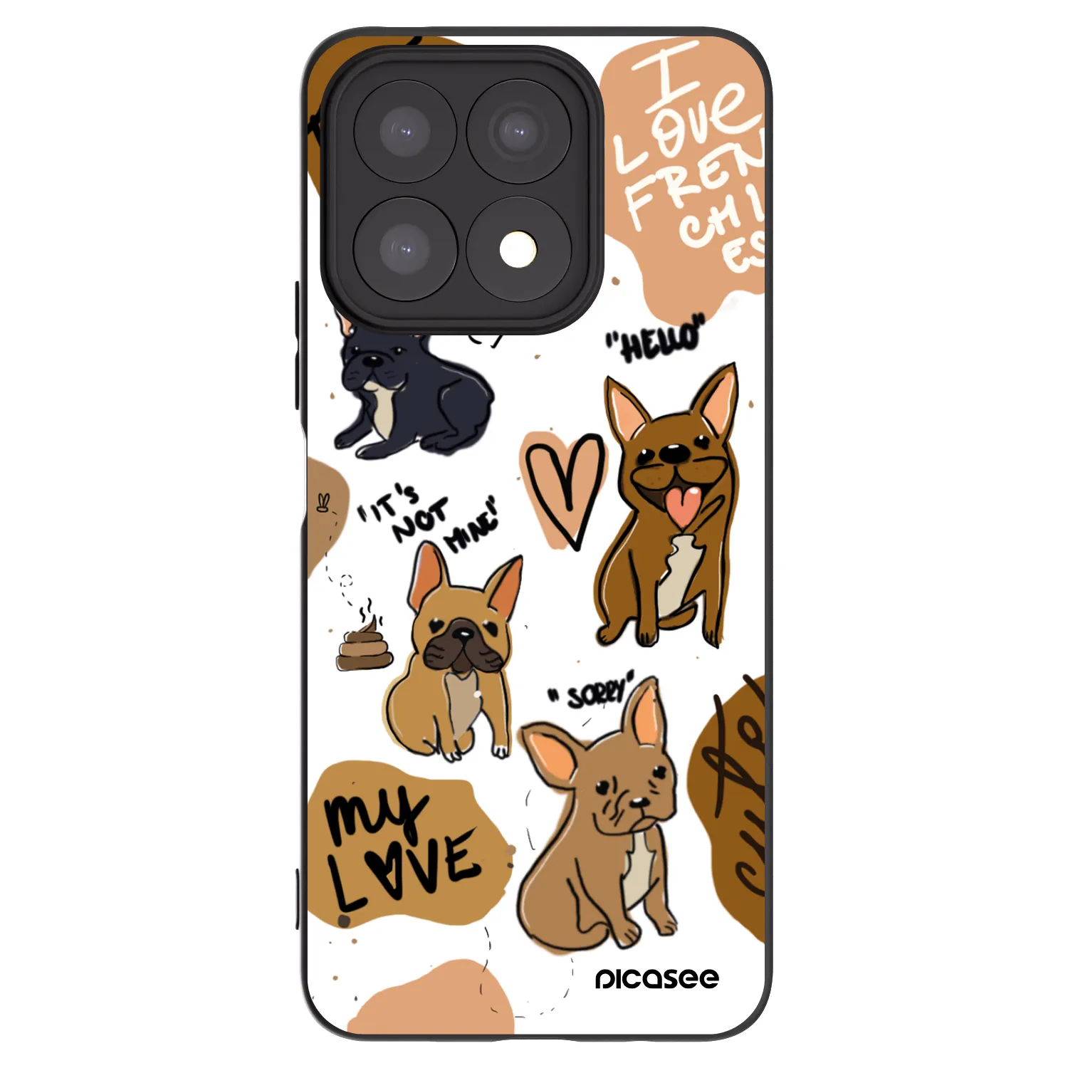Picasee silikonowe czarne etui na Honor X8a - Frenchies