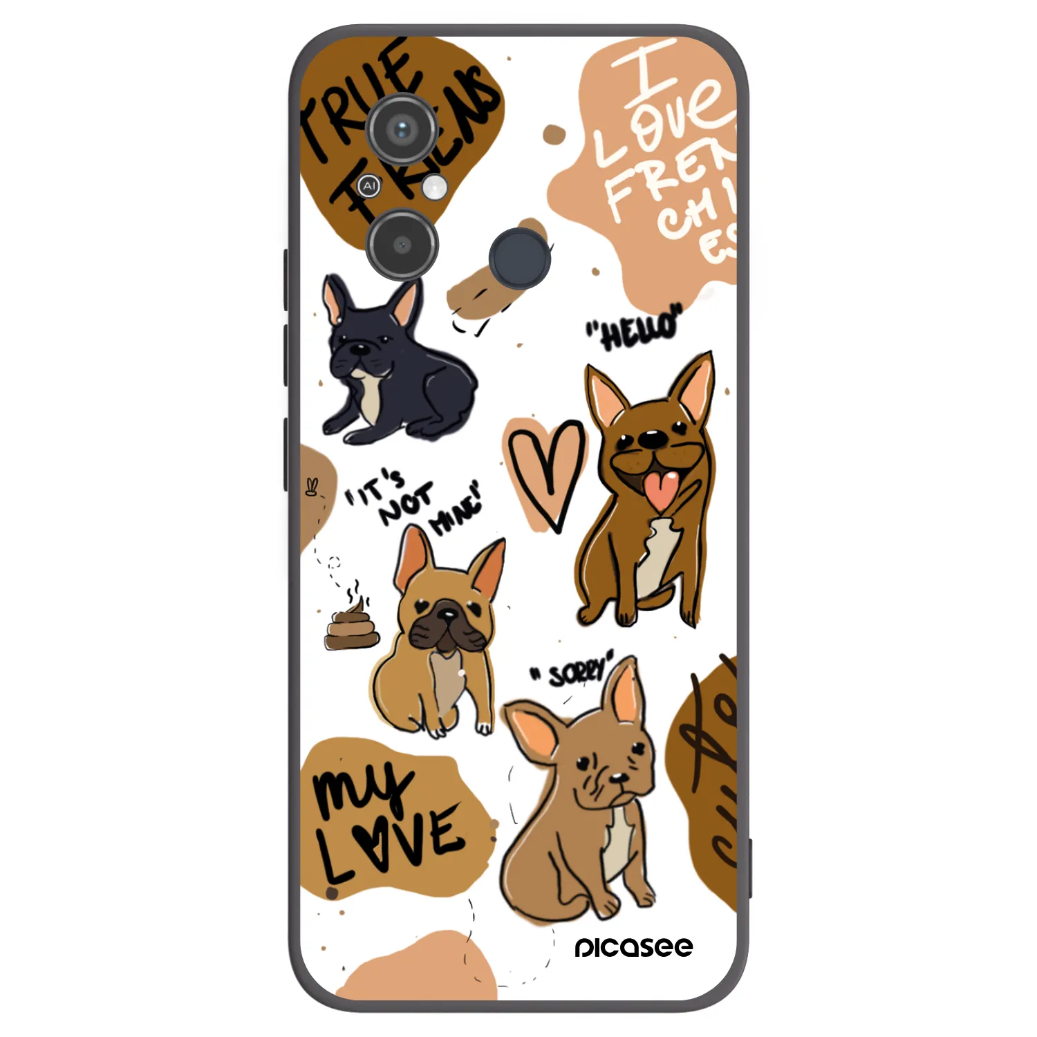 Picasee silikonowe czarne etui na Xiaomi Redmi 12C - Frenchies