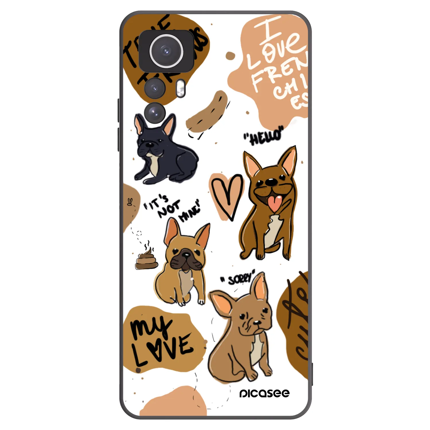 Picasee silikonowe czarne etui na Xiaomi Redmi Note 12S - Frenchies