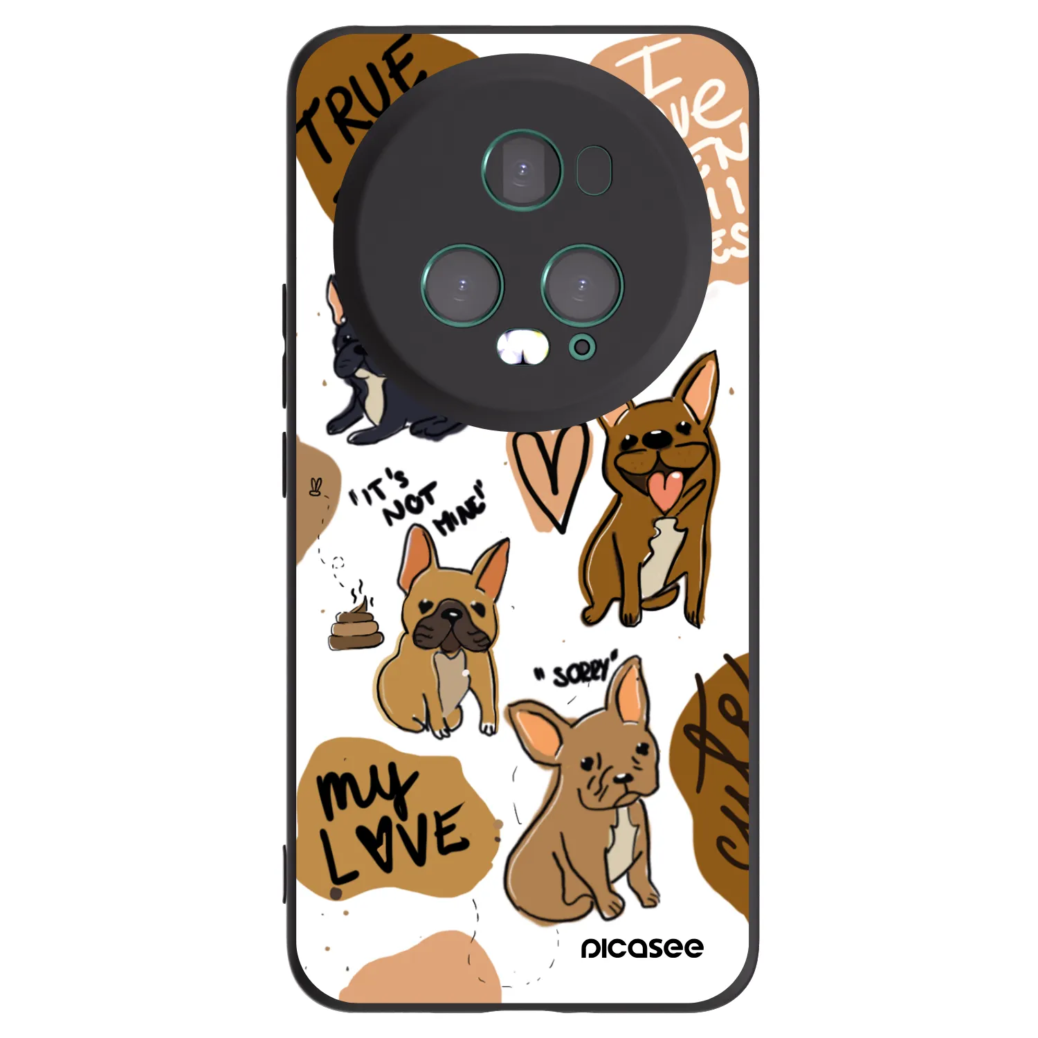 Picasee silikonowe czarne etui na Honor Magic5 Pro - Frenchies