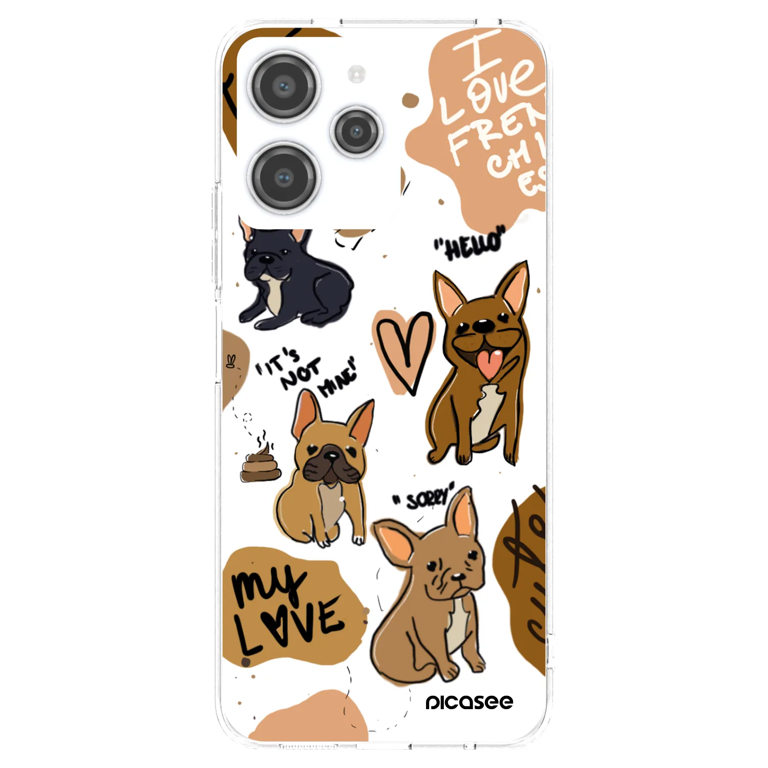 Picasee silikonowe przeźroczyste etui na Xiaomi Redmi 12 4G - Frenchies