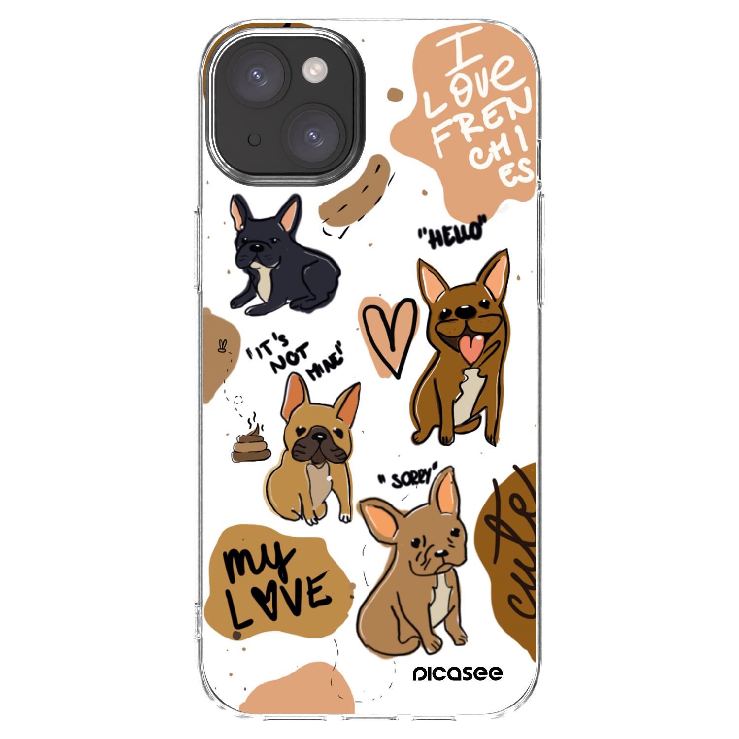 Picasee silikonowe przeźroczyste etui na Apple iPhone 15 Plus - Frenchies