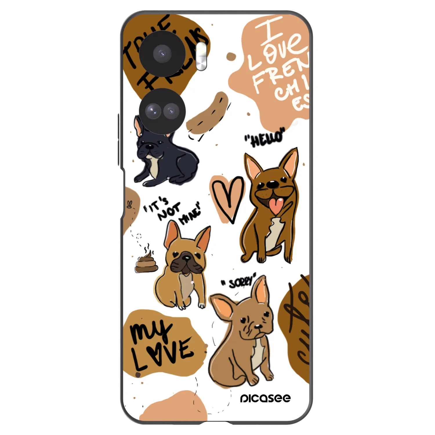 Picasee silikonowe czarne etui na Honor 90 Lite 5G - Frenchies