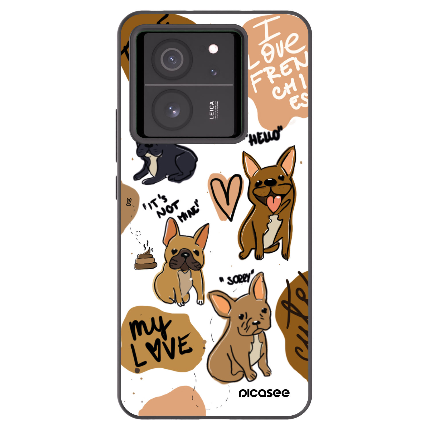 Picasee silikonowe czarne etui na Xiaomi 13T - Frenchies