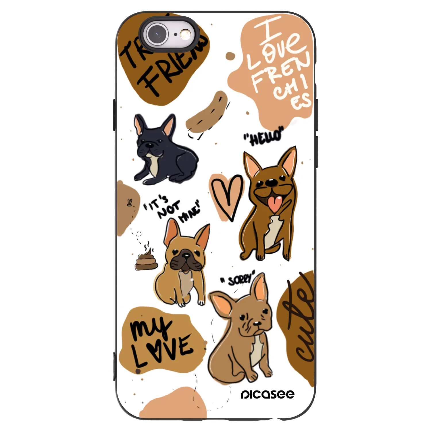 Picasee silikonowe czarne etui na Apple iPhone 6/6S - Frenchies