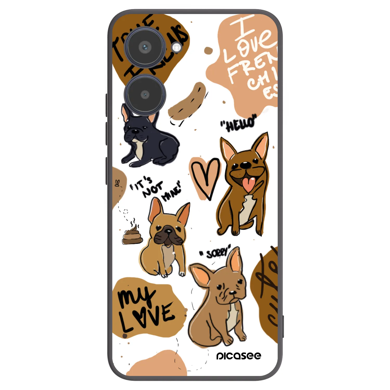 Picasee silikonowe czarne etui na Realme 10 4G - Frenchies