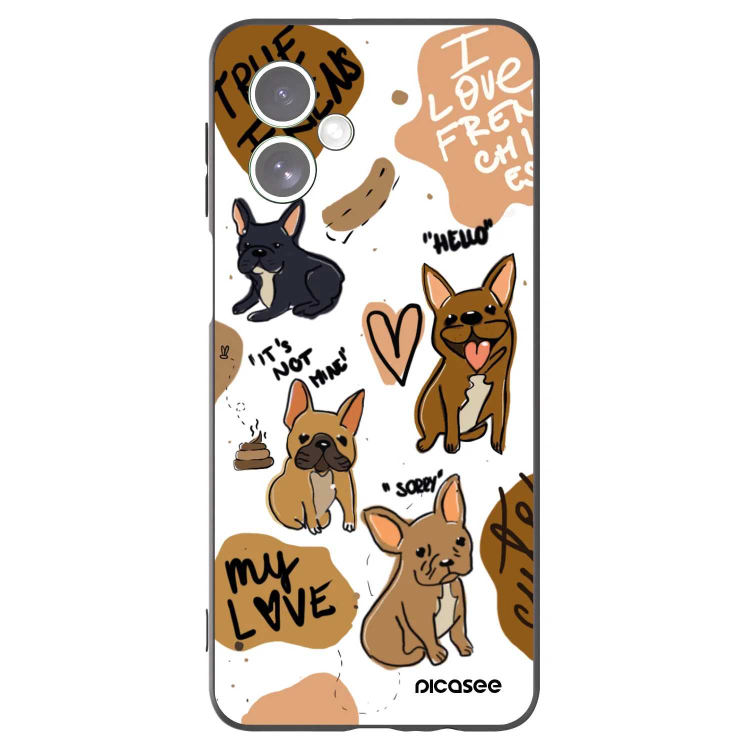 Picasee silikonowe czarne etui na Motorola Moto G54 5G - Frenchies