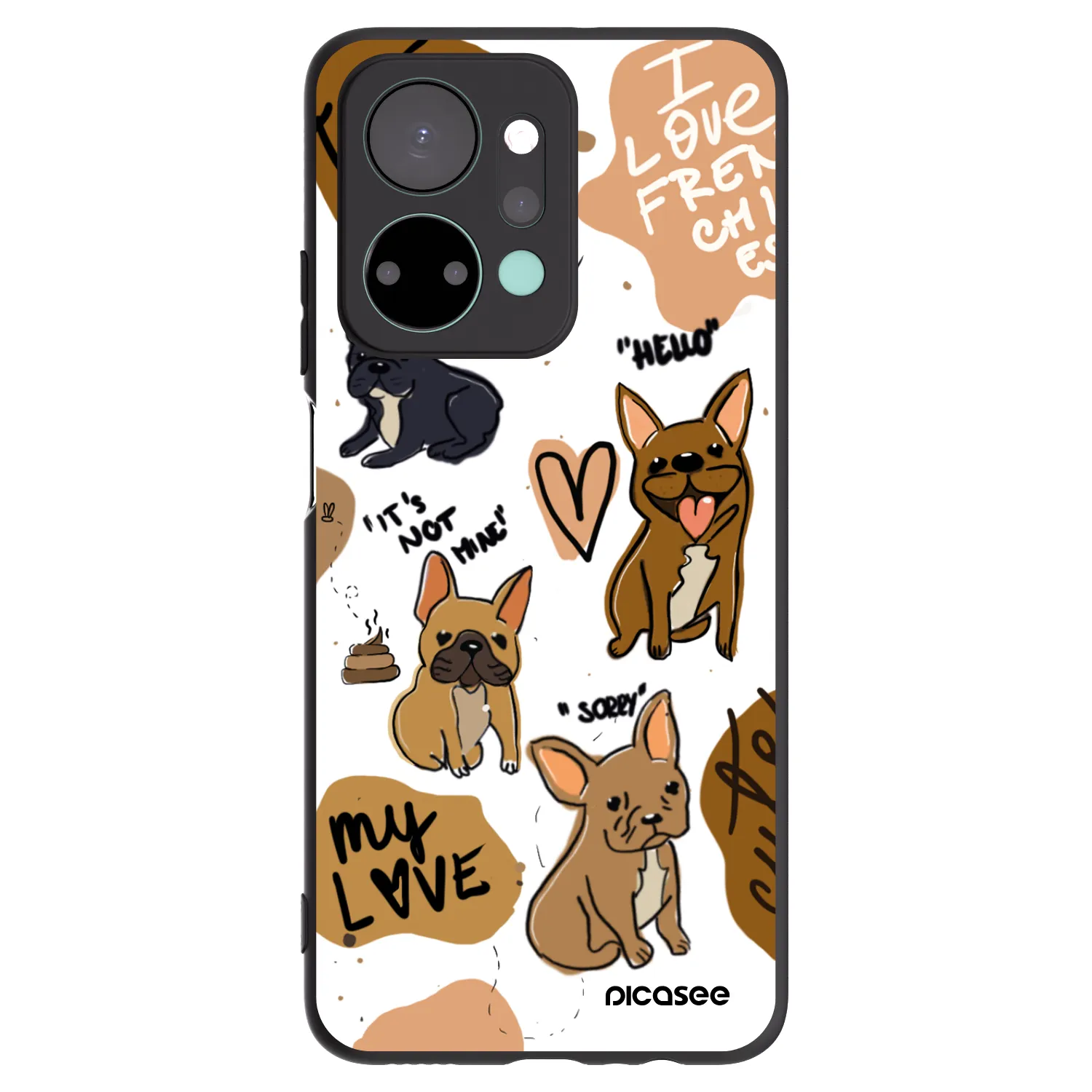 Picasee silikonowe czarne etui na Honor X7a - Frenchies