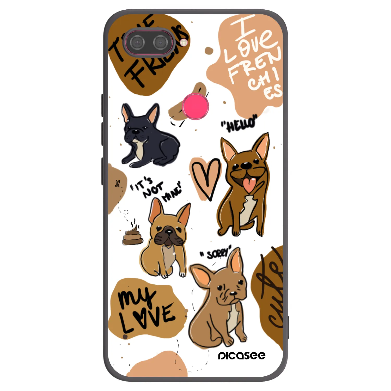 Picasee silikonowe czarne etui na Xiaomi Mi 8 Lite - Frenchies