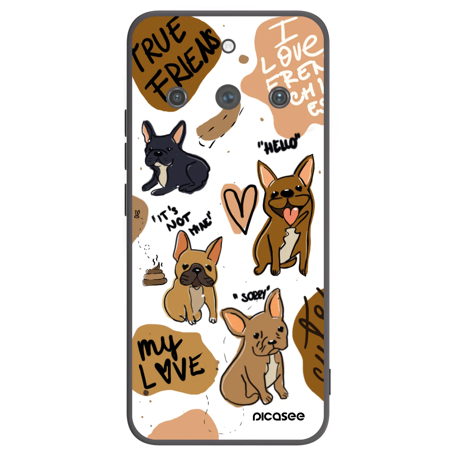 Picasee silikonowe czarne etui na Realme 11 Pro+ - Frenchies